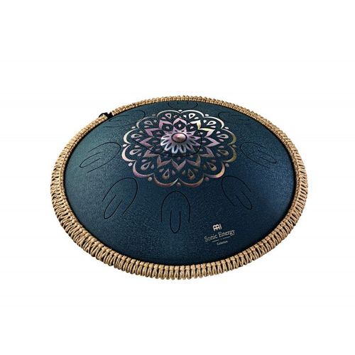 Meinl Sonic Energy Octave Steel Navy Blue Floral Tongue Drum, 16 Pouces, D Amara, 9 Notes
