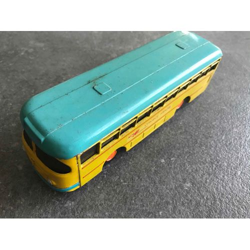 Ancien Bus Car En Tôle Jaune Et Bleu Kovap Vyrobce Hracek-Kovap