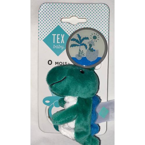 Porte Tétine Doudou Dinosaure Vert Tex Baby Jouet Attache Sucette Naissance Dino