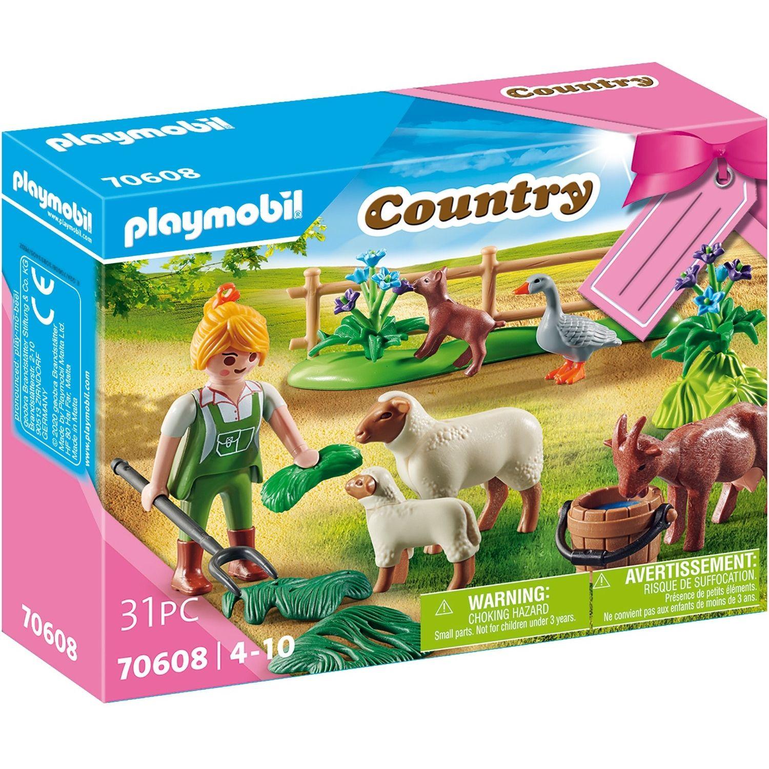 PLAYMOBIL - Fermière avec animaux - Country - La Vie A La Ferme
