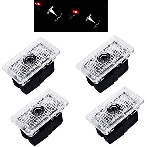 4pcs Éclairage De Porte De Voiture Avec Projection De Logo (Pour Tesla Modèle 3 Modèle X Modèle S Modèle Y)