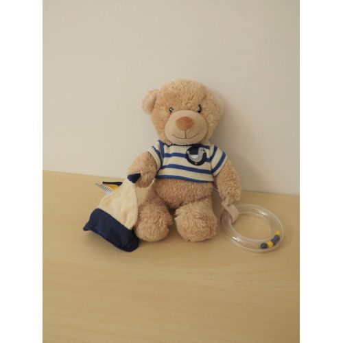 Doudou Ours Beige Marin Bateau Pommette