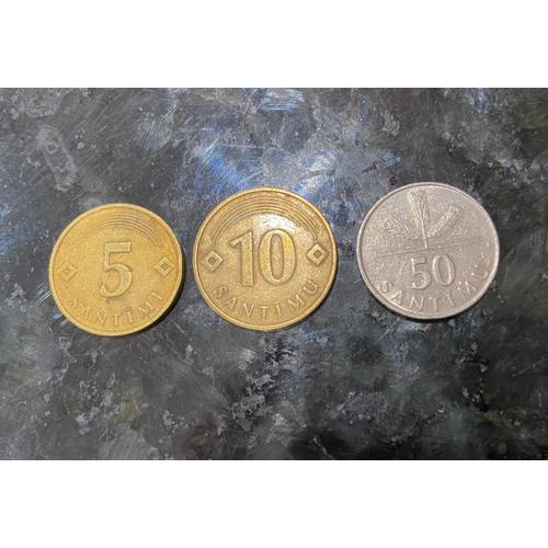 Lot De 3 Pièces: 5, 10 Et 50 Centimes (Santimu) De Lats Lettonie (Latvijas Republika) 1992