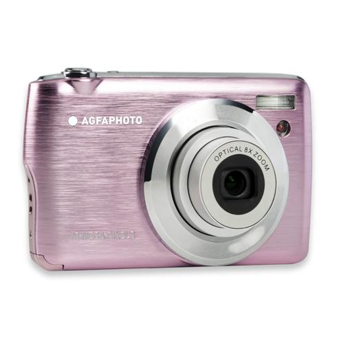 AGFA PHOTO Realishot DC8200 - Appareil Photo Numérique Compact Cam (18MP, Vidéo Full HD, Ecran LCD 2.7'', Zoom Optique 8X, Batterie Lithium et Carte SD 16GB)-Rose-