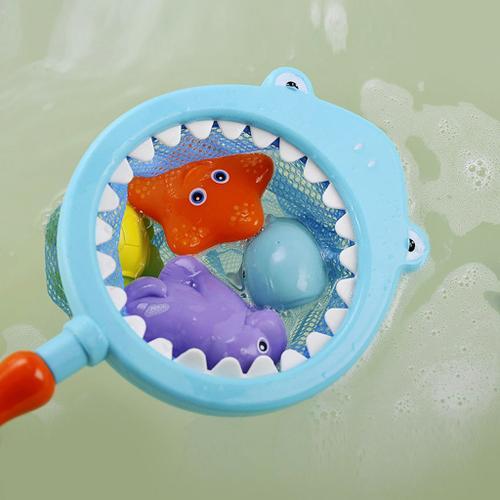 Bain de bébé flottant en caoutchouc souple animaux baignoire à eau jouet  gicle cuillère-filet 1 ensemble Jouet 387