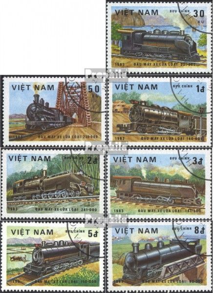 Vietnam 1291-1297 Oblitéré 1983 Locomotives