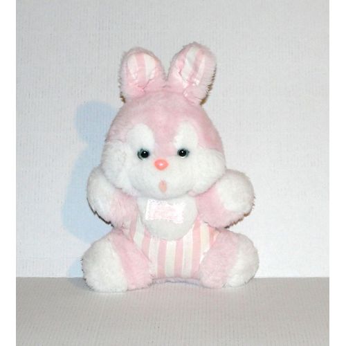 Doudou Lapin Tissus Rayé Rose Vintage Doudou Lapinou 22 Cm