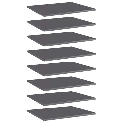 Vidaxl Panneaux De Bibliothèque 8 Pcs Gris Brillant Bois D'ingénierie