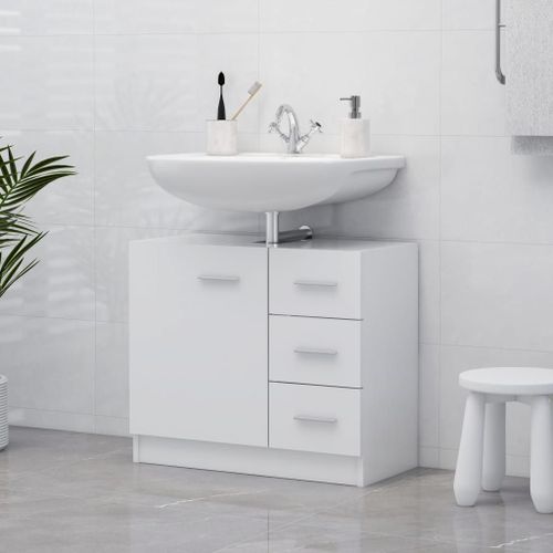 Vidaxl Armoire D'évier Blanc 63x30x54 Cm Bois D'ingénierie