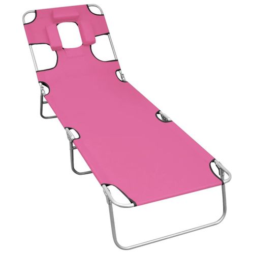 Vidaxl Chaise Longue Pliable Avec Coussin De Tête Acier Rose Magento