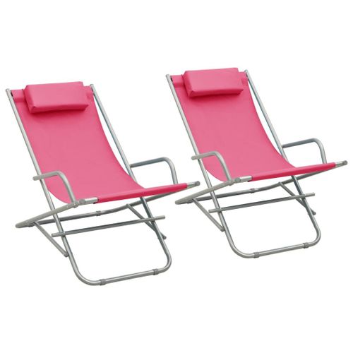 Vidaxl Chaises À Bascule Lot De 2 Acier Rose