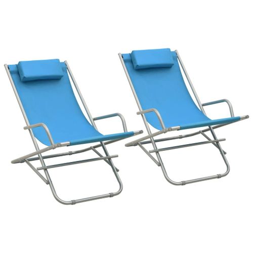 Vidaxl Chaises À Bascule Lot De 2 Acier Bleu