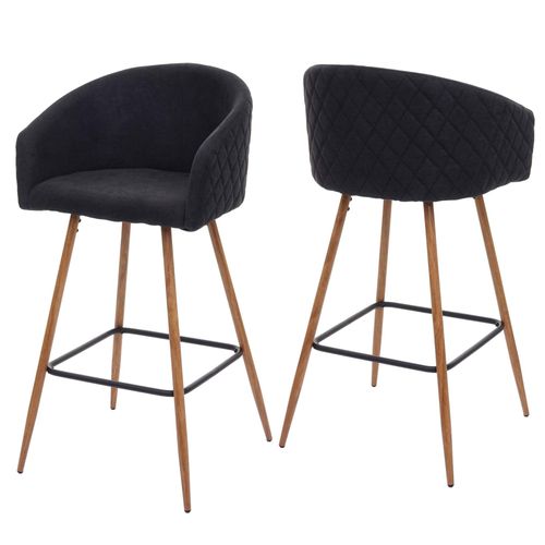 2x Tabouret De Bar Hwc-D72, Chaise Bar/Comptoir, Avec Dossier, Tissu   Gris Anthracite