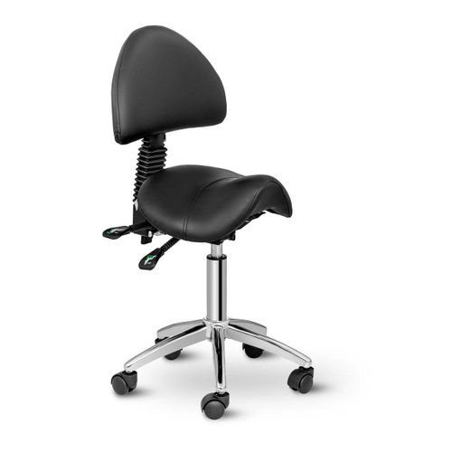 Fauteuil Siège Selle Avec Dossier Fer Chromé Synthétique Pvc Noir Helloshop26 14_0003499