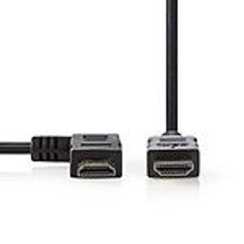 Nedis - Câble HDMI avec Ethernet - HDMI mâle angle droit pour HDMI mâle droit - 1.5 m - noir - rond