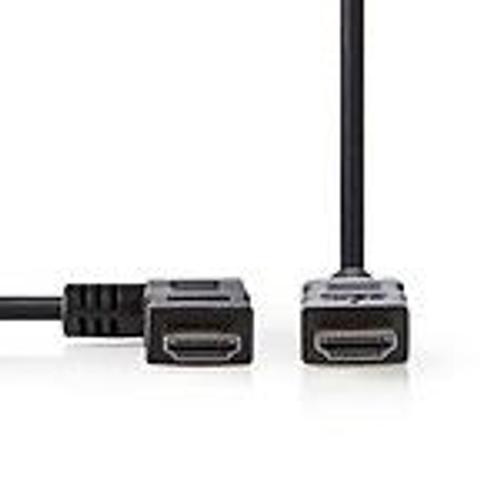 Nedis - Câble HDMI avec Ethernet - HDMI mâle angle gauche pour HDMI mâle droit - 1.5 m - noir - rond