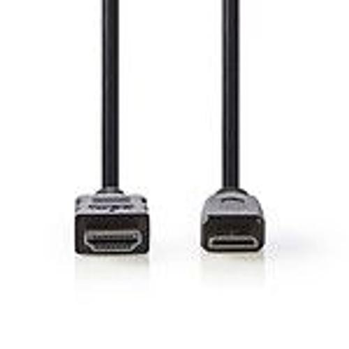 Nedis - Câble HDMI avec Ethernet - HDMI mâle pour 19 pin mini HDMI Type C mâle - 1.5 m - noir - rond