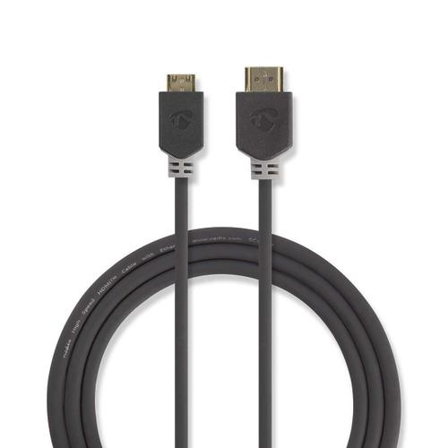 Nedis - Câble HDMI avec Ethernet - HDMI mâle pour 19 pin mini HDMI Type C mâle - 2 m - rond