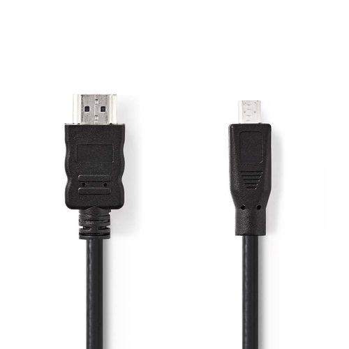 Nedis - Câble HDMI avec Ethernet - HDMI mâle pour 19 pin micro HDMI Type D mâle - 2 m - noir - rond, support 4K, support 1080p
