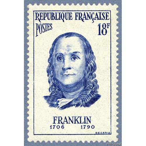 France 1956, Beau Timbre Neuf* Yvert 1085, Benjamin Franklin, Mathématicien Et Homme D'état Américain.