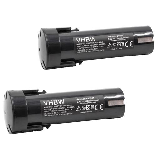 vhbw 2x Batterie compatible avec ABB SDF-AK210 outil électrique (3300mAh NiMH 2,4V)