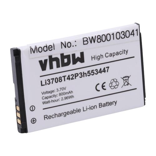 Vhbw Batterie Remplacement Pour Li3707t42p3h553447, Li3708t42p3h553447 Pour Smartphone (800mah, 3,7v, Li-Ion)