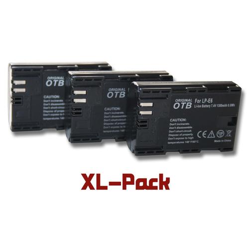 vhbw 3x Batteries compatible avec Canon XC10, XC15 appareil photo (1300mAh, 7,4V, Li-ion), puce d'information