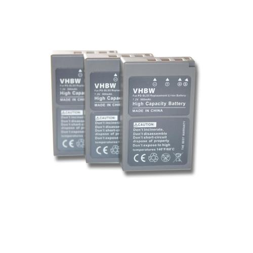 vhbw 3x Batteries compatible avec Olympus Pen E-PL9, E-P7, E-PL7, E-PL6, E-PM1, E-PL2, E-PL5 appareil photo, reflex numérique (900mAh, 7,2V, Li-ion)