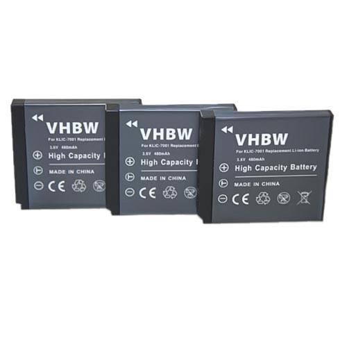 vhbw 3x Batterie compatible avec Praktica DMMC3D, DMMC-3D appareil photo (650mAh, 3,6V, Li-ion)