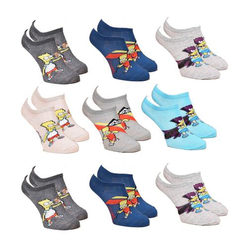 Chaussettes Enfant Licence Simpsons Fantaisie -Assortiment Modèles Photos Selon Arrivages- Pack De 9 Paires Socquettes Garçon