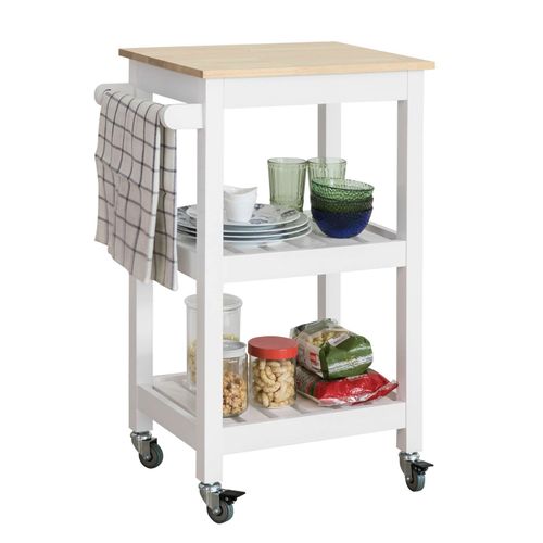 Sobuy Fkw67-Wn Chariot De Service Desserte À Roulettes Table Roulante Cuisine Avec 2 Étagères Et 1 Porte-Torchon