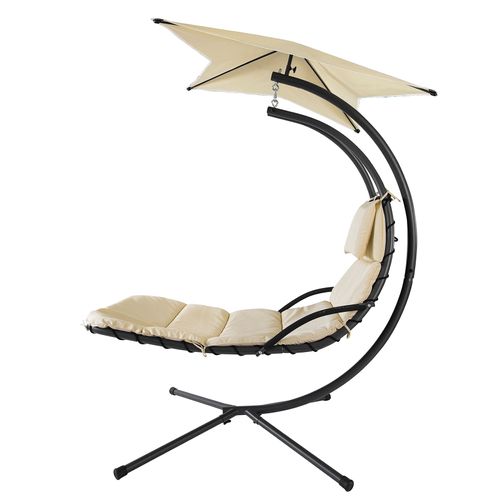Sobuy Ogs39-Mi Bain De Soleil Hamac Transat Suspendu Lit Suspend Balancelle De Jardin Et Patio Fauteuil - Beige
