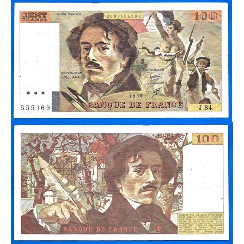 France 100 Francs 1984 Delacroix Billet Franc Frcs Frc Frs