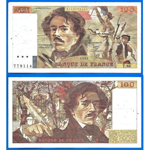 France 100 Francs 1984 Delacroix Billet Franc Frcs Frc Frs