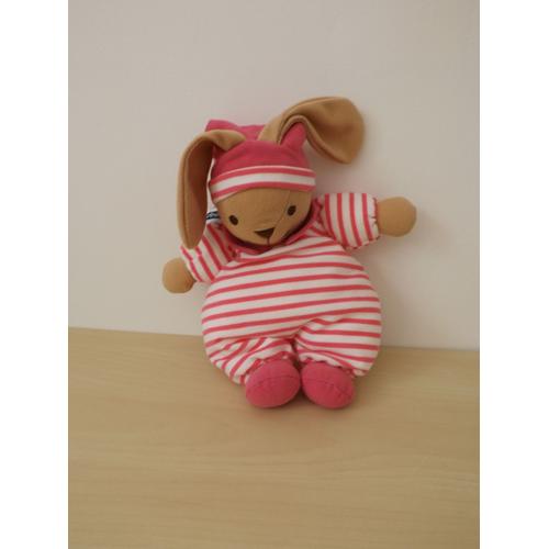 Doudou Peluche Lapin Beige Rose Blanc Nico Dingo