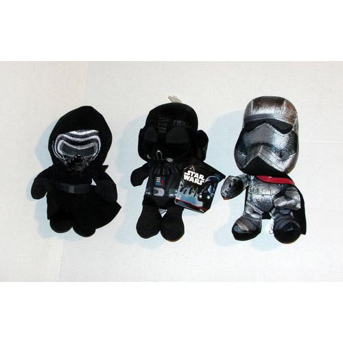 Star Wars Lot De 3 Peluches Vilains Dark Vador Kylo Ren Capitaine Phasma Doudou 20 Cm