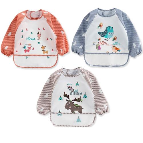 Bavoirs imperméables à manches longues pour bébés design de dessin animé Minnie fille bavoir d'alimentation en tissu avec poche pour enfants tablier Smock