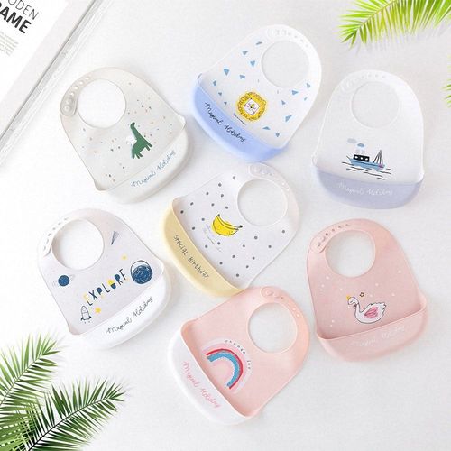 Bébé réglable Silicone bavoirs réutilisable infantile alimentation roter chiffons dessin animé imprimé garçons copines écharpe nouveau-né fournitures