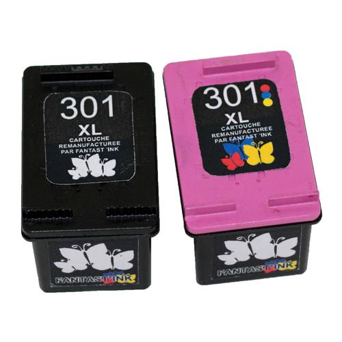 Pack 2 cartouches compatible avec HP 301 XL noir et couleur