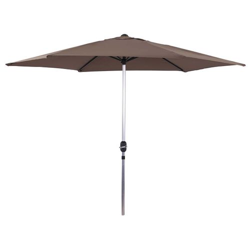 Parasol Jardin Droit Alu "Sol" - Rond - Ø 3m - Taupe