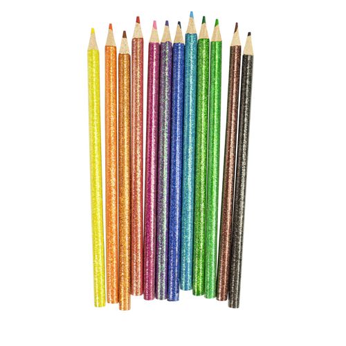 Crayon De Couleur Avec Corps Pailleté 12 Pièces