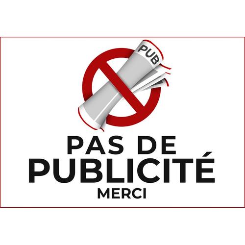 2x Sticker Stop Pub - Autocollant Pas De Publicité - Adhésif Boîte Aux Lettres