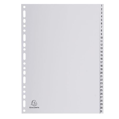 Exacompta Intercalaires 1-31 A4 Pp Gris Ongl.Impr.