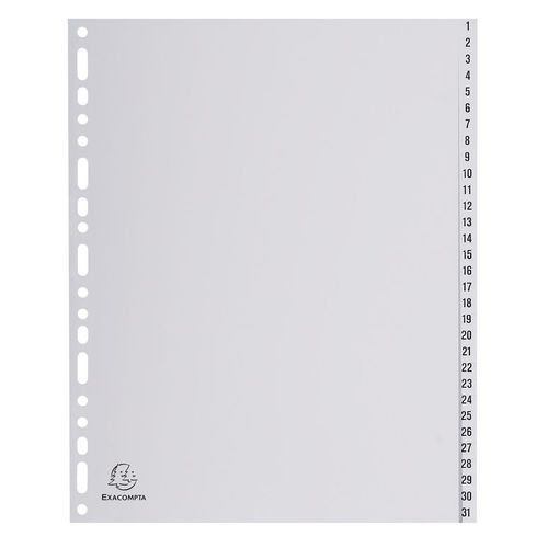 Exacompta Intercalaires 1-31 A4+ Pp Gris Ongl.Imp.