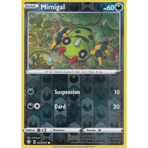 Carte Pokemon - Mimigal - Reverse - 043/072 - Épée Et Bouclier 4,5 - Destinées Radieuses