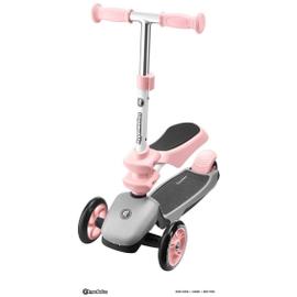 Trottinette 3 en 1 pour enfant avec siège amovible et roues lumineuses LED  | Hauteur réglable avec frein arrière pour tout-petits, garçons et filles à