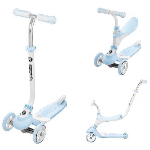 Hypermotion Trottinette Évolutive Modulable Pour Enfant De 1 À 5 Ans 5 En 1 Vélo Poussoir Repose-Pieds Selle Volant Réglable - Bleue