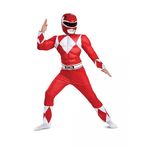 Déguisement Power Rangers Rouge Musclé Enfant - Taille: 7 - 8 Ans (124 - 136 Cm)