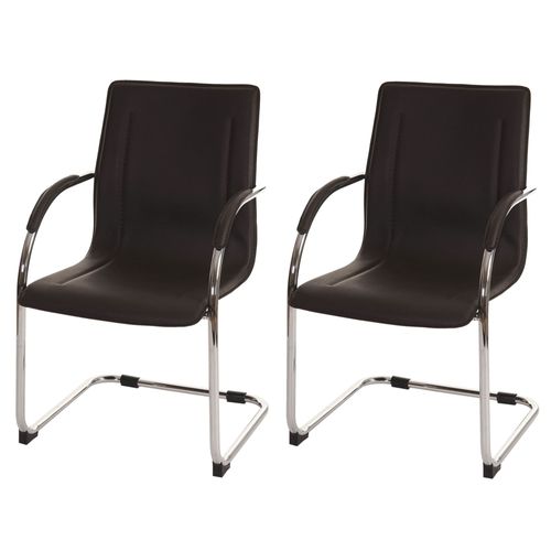 2x Chaise De Salle À Manger Samara, Chaise Cantilever, Chaise De Cuisine Avec Dossier, Pvc Acier;   Brun