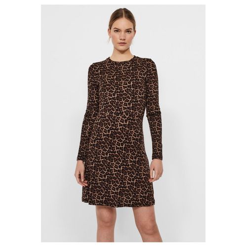 Robe Courte, Col Rond Marron Femme
